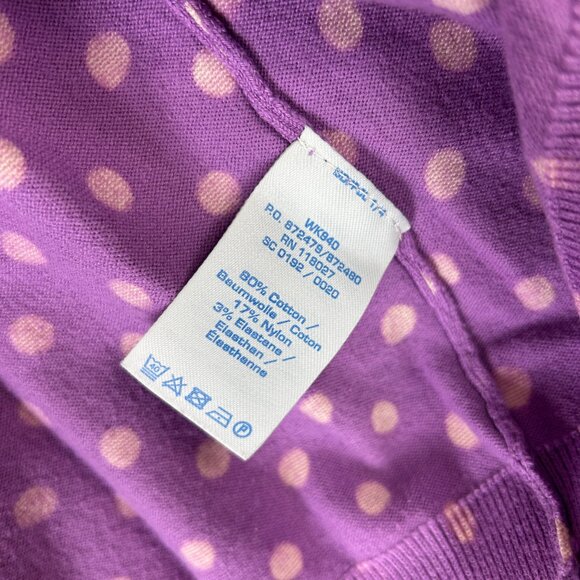 Boden Sweater Womens 10 Cardigan Button purple white polka dot casual everyday - Picture 5 of 11